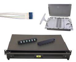 1RU Complete Sliding Fibre Enclosure Kit With Splice Cassette, Pigtails And 6 OS2 LC Connectors