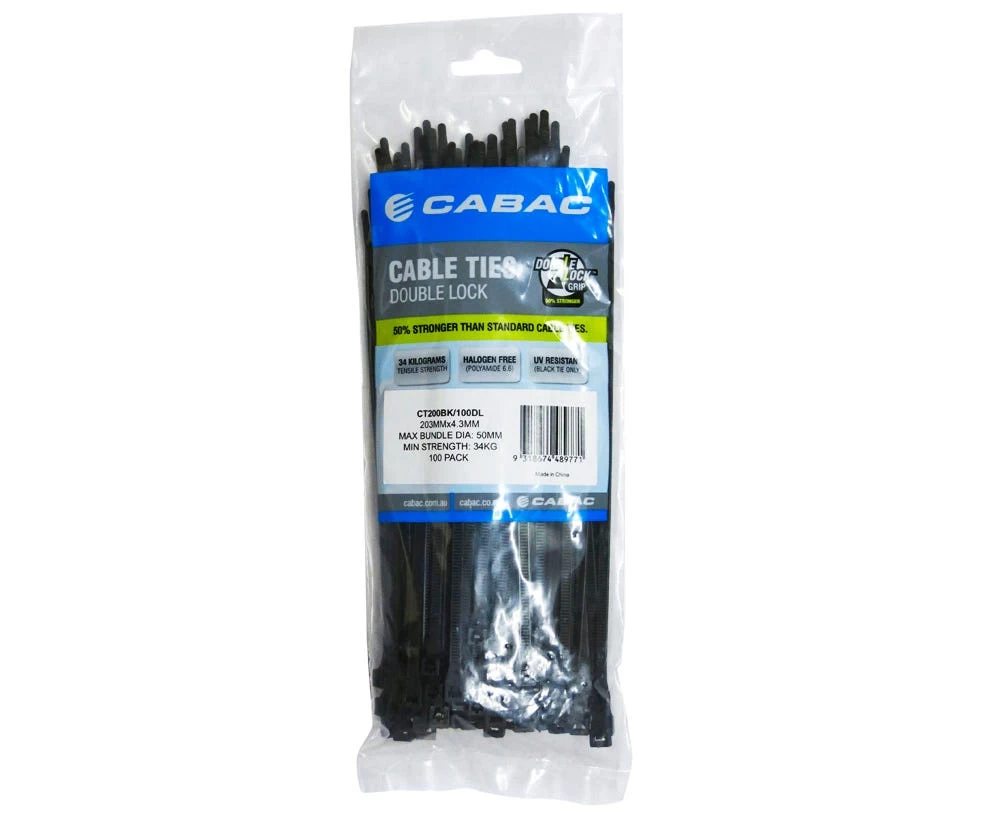 CABLE TIE 203 X 4.3MM DOUBLE LOCK BLACK 100 PACK 4 CABLE TIE 203 X 4.3MM DOUBLE LOCK BLACK 100 PACK - Image 2