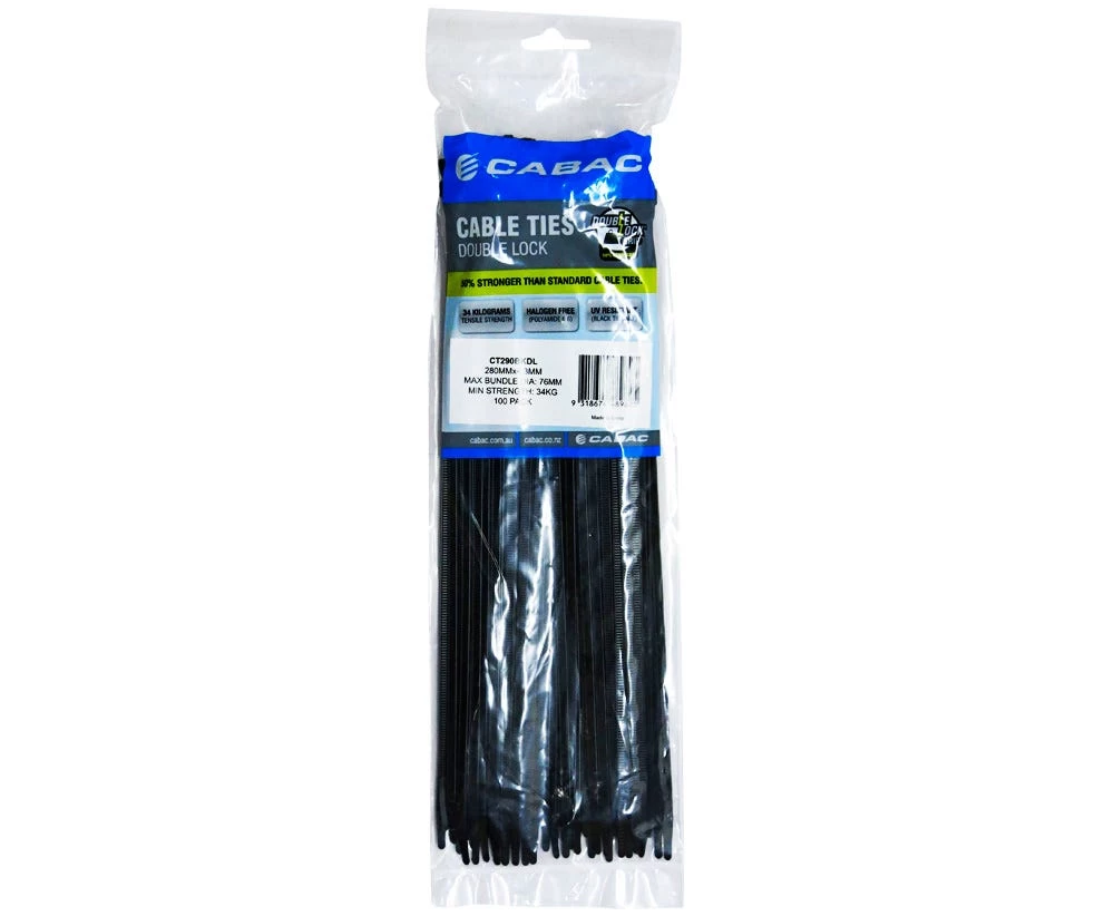 CABLE TIE 280 X 4.3MM DOUBLE LOCK BLACK 3 CABLE TIE 280 X 4.3MM DOUBLE LOCK BLACK