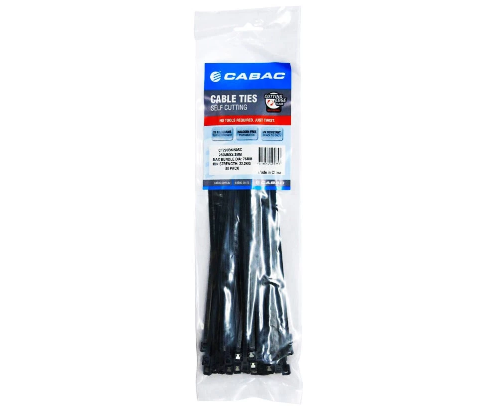CABLE TIE 280 X 4.3MM SELF CUTTING BLK 3 CABLE TIE 280 X 4.3MM SELF CUTTING BLK