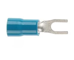 PRE-INSULATED FORKED SPADE TERMINAL (1.0-2.6MM CABLE) BLUE 3MM STUD DOUBLE GRIP