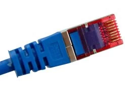 Hypertec 1 Metre 4 Pair LSZH Shielded RJ45 - RJ45 Slim Cat6A Blue Patch Lead