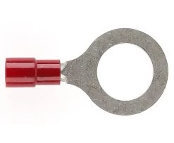 PRE-INSULATED RING TERMINAL (0.5-1.6MM CABLE) RED 10MM STUD