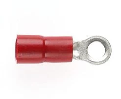 PRE-INSULATED RING TERMINAL (0.5-1.6MM CABLE) RED 3MM STUD DOUBLE GRIP