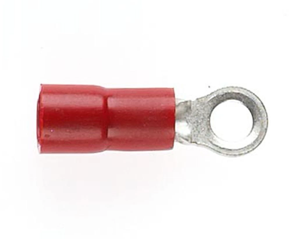 PRE-INSULATED RING TERMINAL (0.5-1.6MM CABLE) RED 3MM STUD DOUBLE GRIP 3 PRE-INSULATED RING TERMINAL (0.5-1.6MM CABLE) RED 3MM STUD DOUBLE GRIP