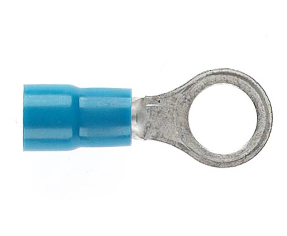 PRE-INSULATED RING TERMINAL (1.0-2.6MM CABLE) BLUE 6MM STUD DOUBLE GRIP 3 PRE-INSULATED RING TERMINAL (1.0-2.6MM CABLE) BLUE 6MM STUD DOUBLE GRIP