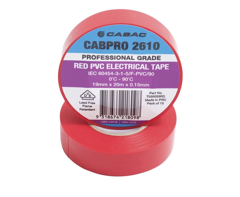 CABPRO PVC Electrical Tape 2610 - Red 19mm X 20m 3 CABPRO PVC Electrical Tape 2610 - Red 19mm X 20m