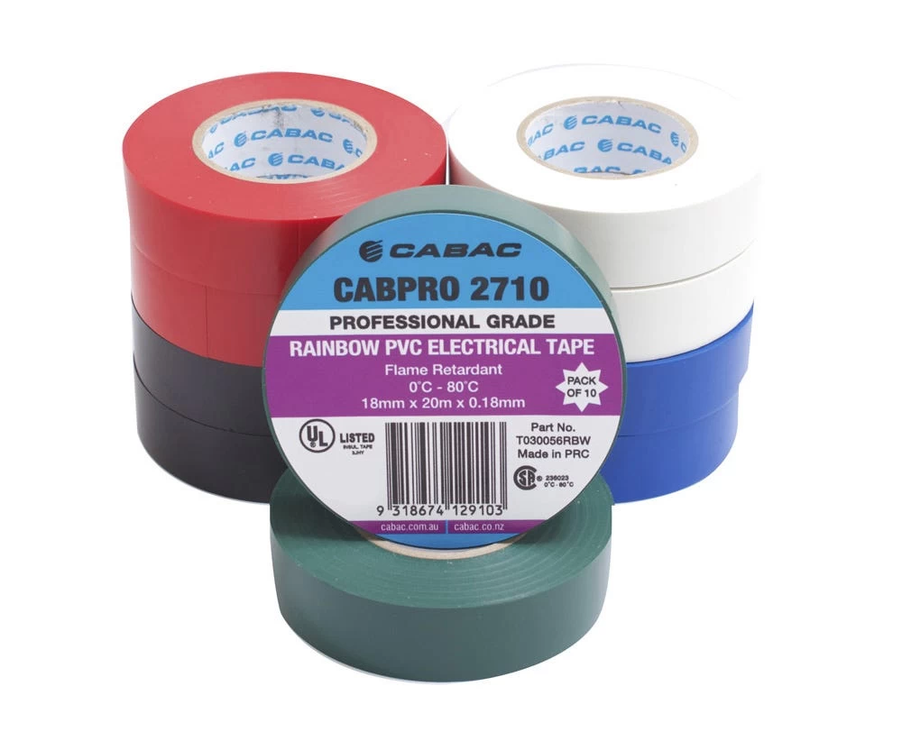 CABPRO PVC Tape 2710 - Rainbow 20m 10PAC 3 CABPRO PVC Tape 2710 - Rainbow 20m 10PAC